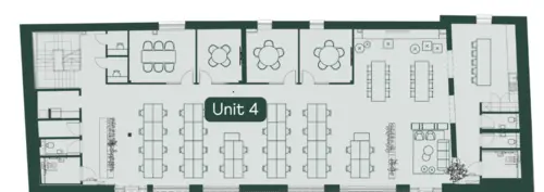 Floor plan of full time office workspace in Huguenot Place