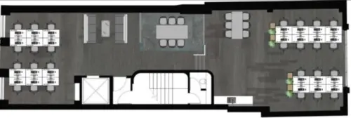 Floor plan of full time office workspace in 46a Great Marlborough St