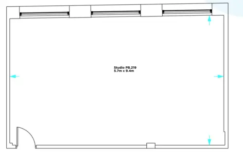 Floor plan of full time office workspace in Pill Box 