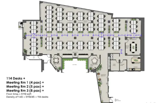 Floor plan of full time office workspace in Dorrington The Clove Building