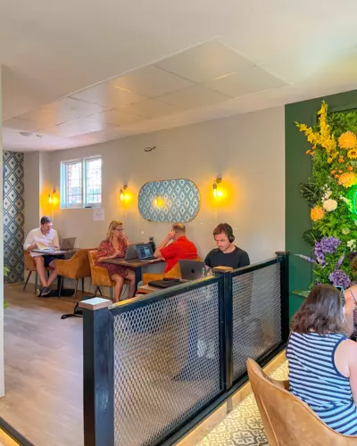 Coworking area and breakout space in The Green Room