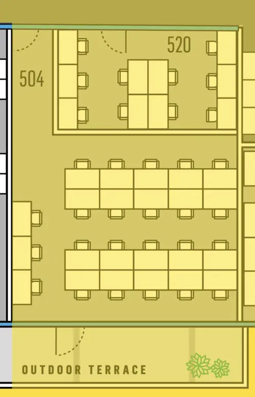 Floor plan of full time office workspace in Venture X White City 