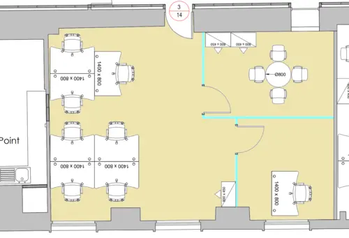 Floor plan of full time office workspace in Argyll 29 Farm Street